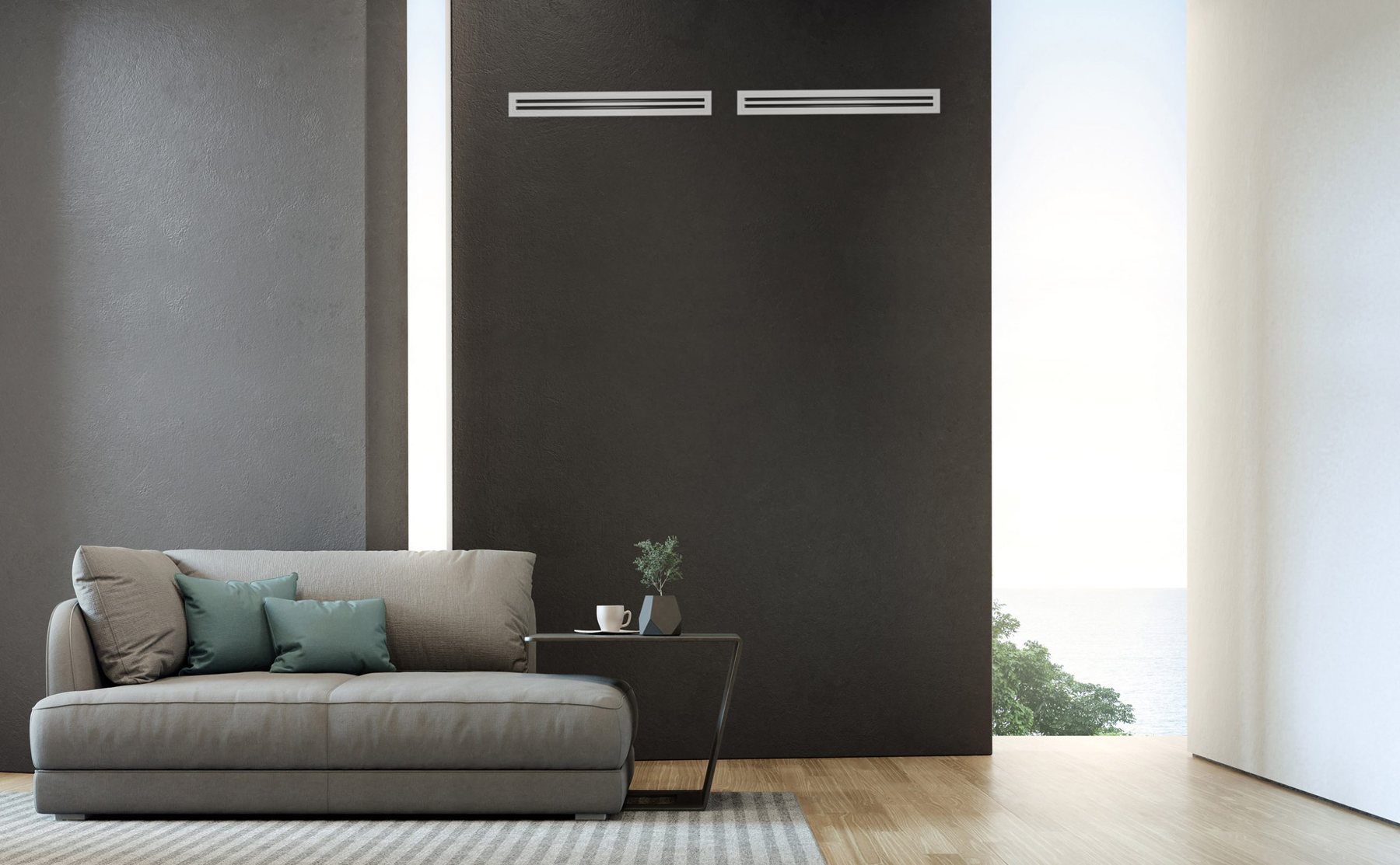 Ducted air conditioning vents in a modern Bendigo living room